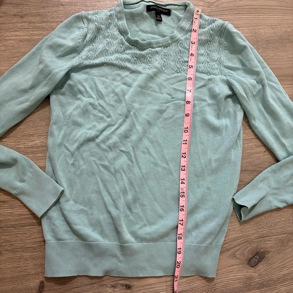 Banana Republic Aqua Blue Sweater Womens Sz XS Cotton Blend Pullover Crew Neck - Picture 6 of 9